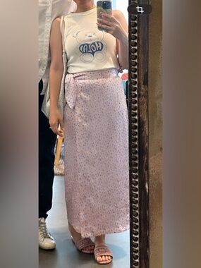 Bimba y Lola Pink Floral Wrap Midi Skirt